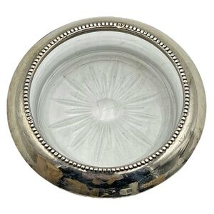 Frank M Whiting Sterling Silver Encased Glass Coaster